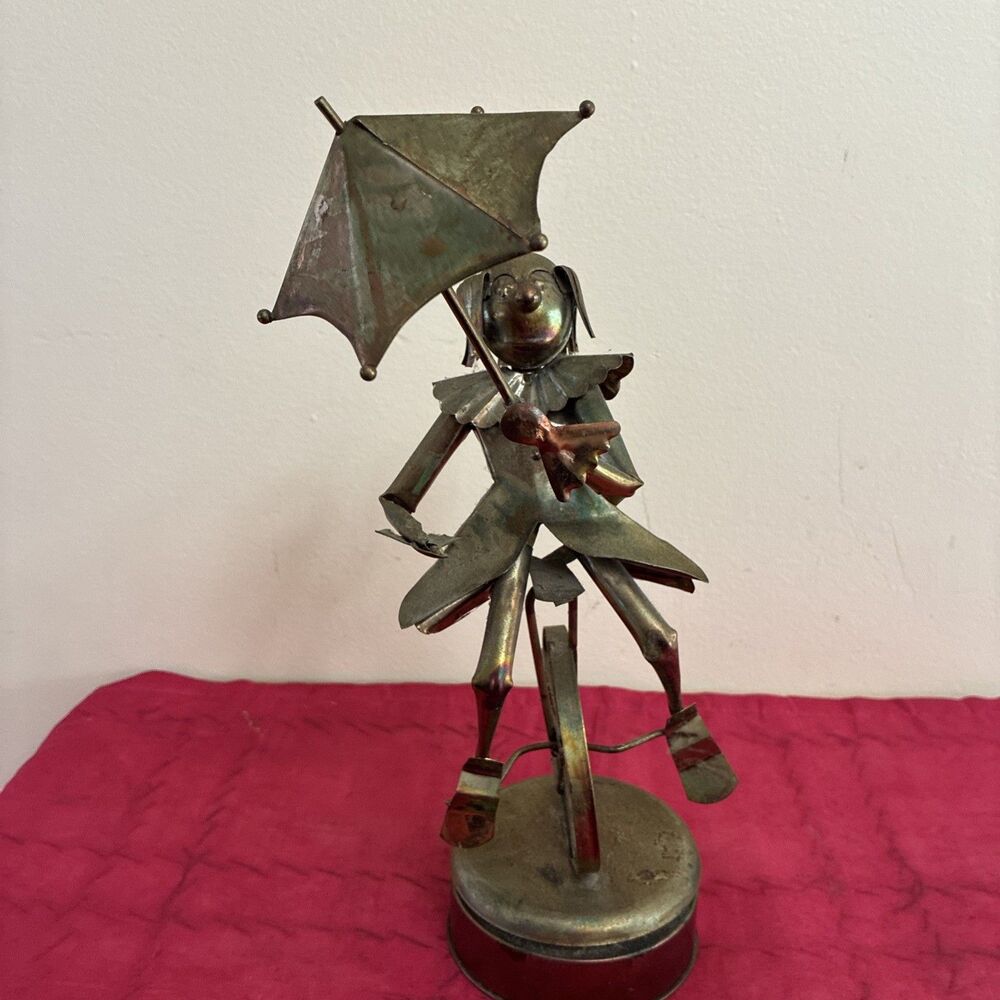 Vintage HTC/Sankyo Metal Music Box - Clown On Unicycle  - Send In The Clown